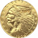 US Coin 24-K gold plated 1909-D $5 GOLD Indian Half Eagle Coin Copy