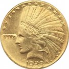 US Coin 24-K gold plated 1933 $10 GOLD Indian Half Eagle Coin Copy