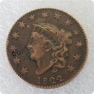 US Coin 1822 Coronet Head One Cent Copper Copy Coin US Coin 1822 Coronet Head One Cent Copper Copy Coin