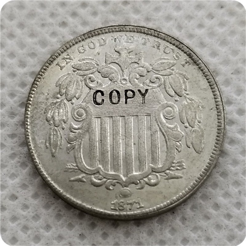 US Coin 1871 Shield Five Cents Nickel Copy Coin
