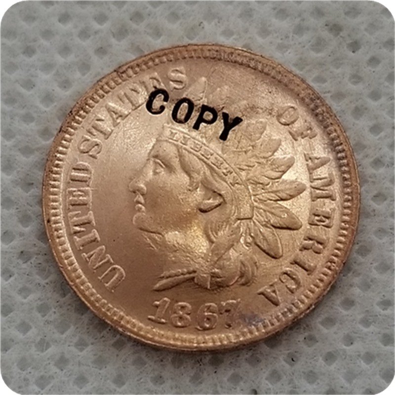 US Coin 1867 Indian Head One Cents Copper Copy Coin