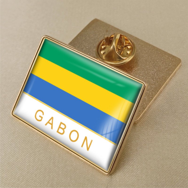 1Pcs Gabon Country Flag Brooch Lapel Pins-32x23mm