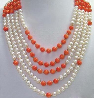 pretty Pearl Necklace 5 Strands