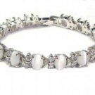 Noble jewelry silver gem opal beads chain link bracelet