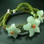 Noble chinese white jade flower stretch bracelet bangle