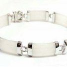 Jewellry silver gem white jade chain link bracelet