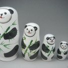 lovely HANDMADE SET 5PCS PANDA RUSSIAN STACKING DOLL