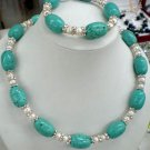 Beautiful turquoise pearl & crystal bracelet necklace