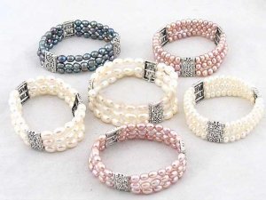 6 PCS Charmer Perle Argent Bracelets