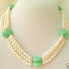 Noblest natural  white pearl with turquoise necklace