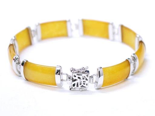 Charing honey yellow jade silver bracelet