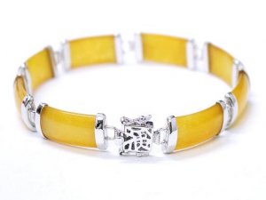Charing honey yellow jade silver bracelet