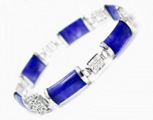 EXQUISITE 925SILVER BLUE JADE BRACELET