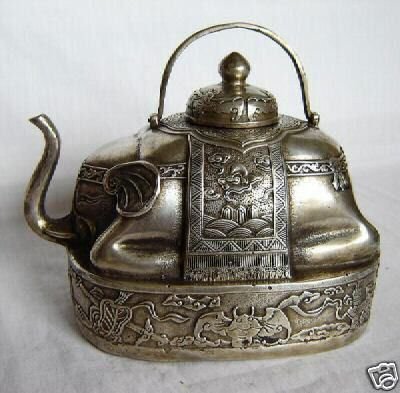 Rare old silver vintage collectable elephant teapot