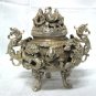 Rare exquisite Tibet silver dragon censer