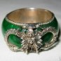 vintage tibet silver dragon green jade ring