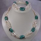 Natural Freshwater Pearl & Turquoise Necklace,Bracelet