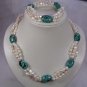 Natural Freshwater Pearl & Turquoise Necklace,Bracelet