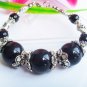 STUNNING STYLE Tibetan Silver Black Agate Bracelet