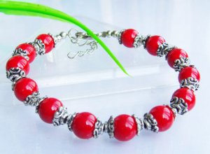 Charming Tibetan Silver Red Coral Bracelet