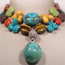 STUNNING TURQUOISE & TIBET SILVER NECKLACE