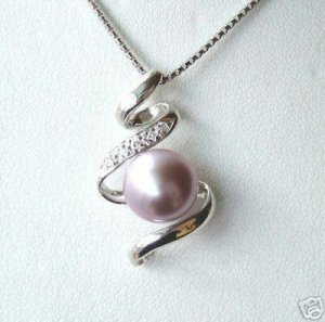 A unique purple pearl inlay pendant necklace