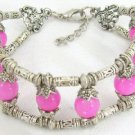 Charming tibet silver pink jade bracelet