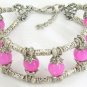 Charming tibet silver pink jade bracelet