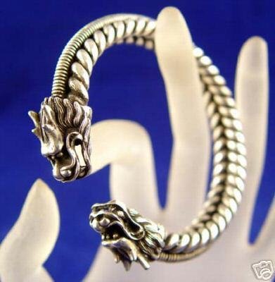 Rare tibet silver carved dragon bracelet