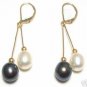 Charming white and black seashell pearl earring