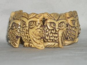 RARE Bone carve " owls " bracelet