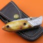 100% Handmade Damascus Steel Flamed Camel Bone Handle Liner Lock Folding Knife FS549BE-2