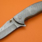 100% Handmade Full Damascus Steel Liner Lock Belt Clip Folding Knife FS546ZBC-2