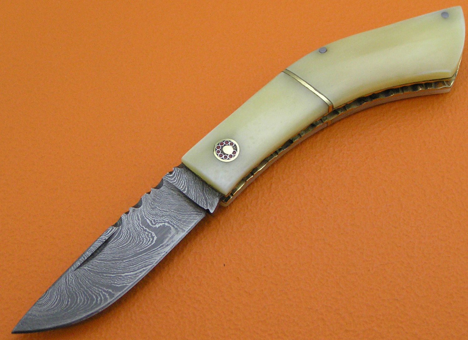 100 Handmade Damascus Steel Camel Bone Handle Slip Joint Folding Knife