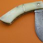100% Handmade Damascus Steel Camel Bone Handle Slip Joint Folding Knife FS465B-2