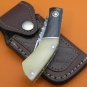 100% Handmade Damascus Steel Camel Bone Buffalo Horn Handle Slip Joint Folding Knife FS465BA-2