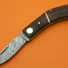 100% Handmade Damascus Steel Burl Wood Handle Slip Joint Folding Knife FS465E-2