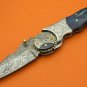 100% Handmade Damascus Steel Blue Pakkawood Handle Liner Lock Folding Knife FS479BLPW-2