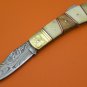 Limited Edition Large Damascus Steel Camel Bone Olive Wood Handle Back Lock Folding Knife LE850BD-2