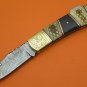 Limited Edition Large Damascus Steel Flamed Camel Bone Pakkawood Back Lock Folding Knife LE850BHA-2