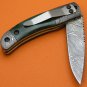 100% Handmade Damascus Steel Dyed Camel Bone Handle Belt Clip Liner Lock Folding Knife FS482L-2
