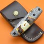 100% Handmade Damascus Steel Flamed Camel Bone Handle Belt Clip Liner Lock Folding Knife FS482BE-2