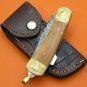 100% Handmade Damascus Steel Olive Wood Handle Back Lock Folding Knife FS482D-2