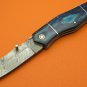 100% Handmade Damascus Steel Blue Pakkawood Handle Back Lock Folding Knife FS471BPW-2