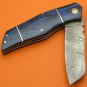 100% Handmade Damascus Steel Blue Pakkawood Handle Back Lock Folding Knife FS471BPW-2