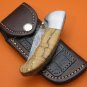 100% Handmade Damascus Olive Wood Handle Liner Lock Folding Knife FS489D-2