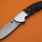 100% Handmade Damascus Burl Wood Handle Liner Lock Folding Knife FS489E-2