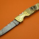 100% Handmade Limited Edition Damascus Steel Jigged Flamed Bone Back Lock Folding Knife LE856BF-10