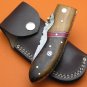 100% Handmade Large Damascus Steel Rosewood Olive Wood Liner Lock Folding Knife FS494CD-2