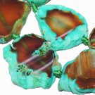 Freesize Agate Green Slab Slice Gemstone pendant Beads 4pc